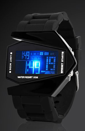 Stylish Waterproof LED Sports Stealth Aircraft Watch Silicone Strap