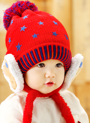 Cute Winter Star Fashion Knitted Hat with Bear Fleece Ear Muff...